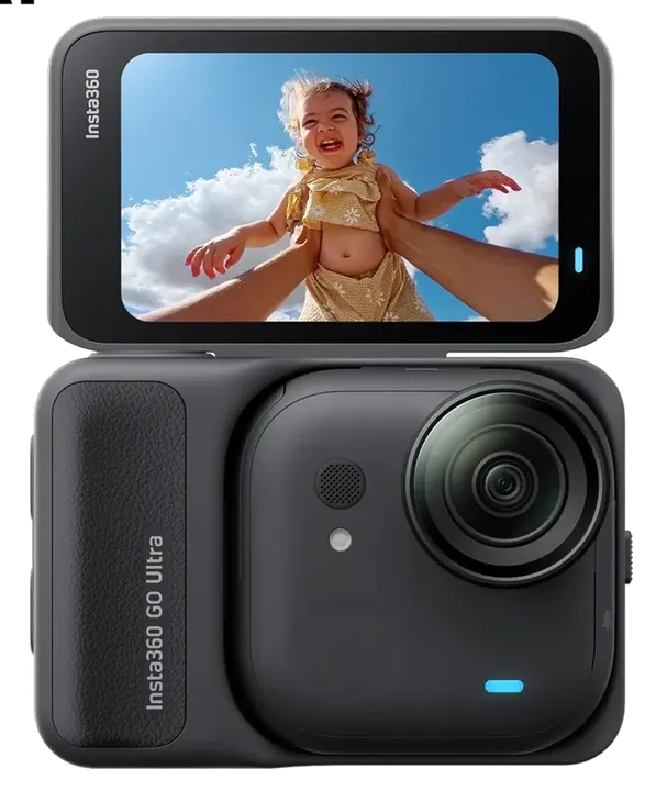 Insta360 GO Ultra camera and Action Pod in an official product photograph.