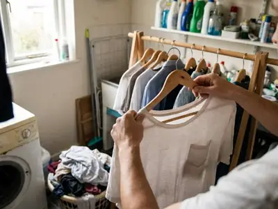 Hanging clothes on hangers