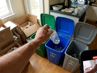 Sort recycling into bins